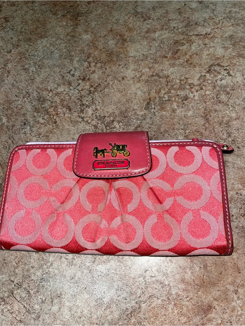 Coach Coral Signature Accordion Wallet